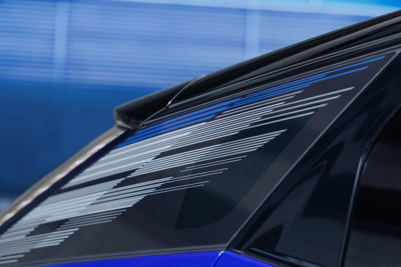 Close-up of the Modern Pattern on the 2026 OPTIQ-V Rear Quarter Glass | Seaside Cadillac in SEASIDE CA